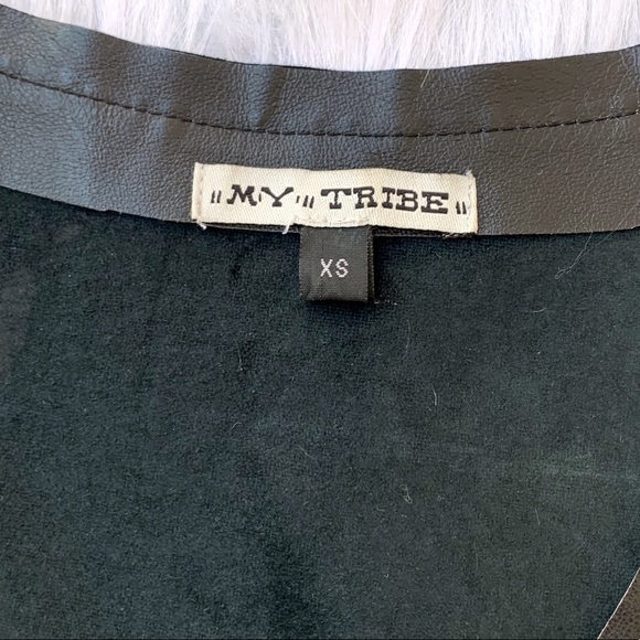 My Tribe | Sleeveless Genuine Leather Zip Front Mini Dress - Picture 3 of 8